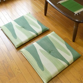 [Made in Japan] Igrass Zabuton Cushion, Earth Green, Approx. 21.7 x 21.7 inches (55 x 55 cm), Hand Printed Zabuton, Made in Japan, Natural Materials, Antibacterial, Deodorizing, Moisture-Controlled,