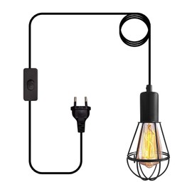 Industrial Lamp with Plug Metal Pendant Light Kit with Switch Vintage Pendant Lamp with Plug 450 cm Cable Pendant Light Loft Chandelier Black E27 Lamp Socket Max. 60 W