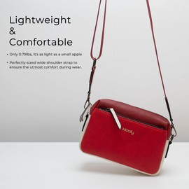 Alldaily Small Triple Zip Crossbody Purse for Women, Leather Phone Bag with Wide Shoulder Strap
