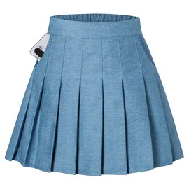 SANGTREE Falda plisada para mujer con cómoda banda elástica, 2 años - US 2XL, azul Denim, 6-7 Años