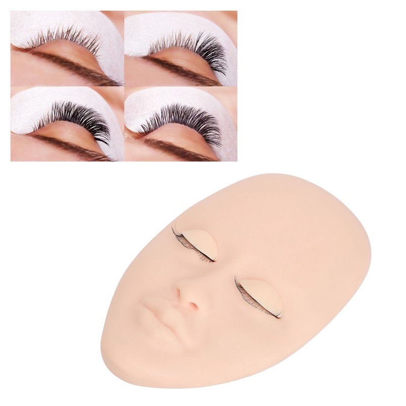 Eyelash Extension Mannequin Head with 6 Pair Replacement Eyelids Soft