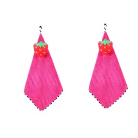 Zerodeko 2pcs Coral Fruit Pattern Hand Towel Soft Water Absorbent Coral Fleece Quick-Drying Dishcloth Lanyard for Kitchen and Bathroom Rosy Color for Easy Hanging