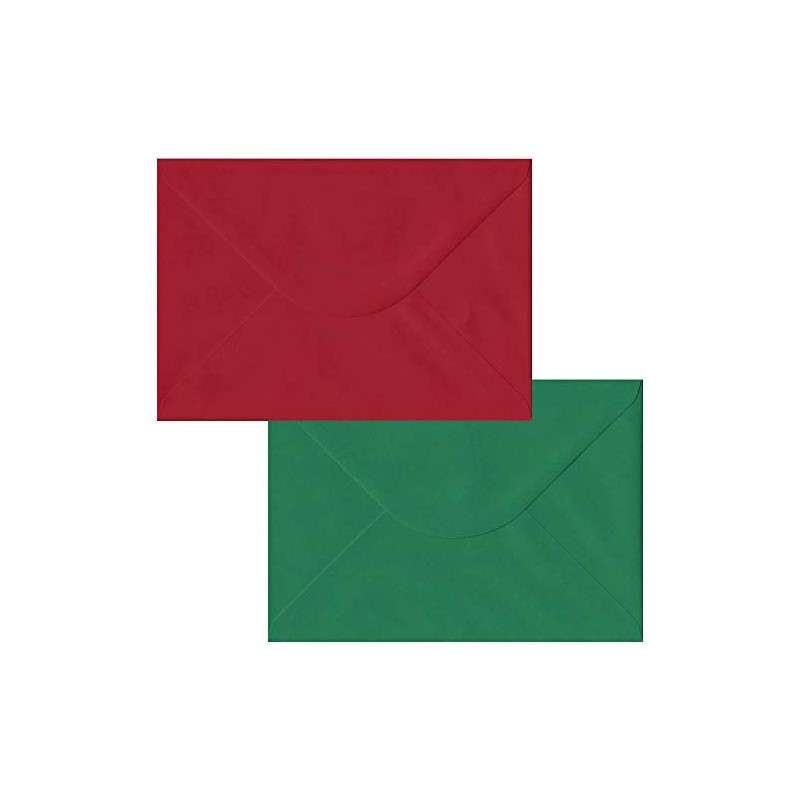 50 Red Green Xmas Card Envelopes Coloured C5 Gummed Christmas