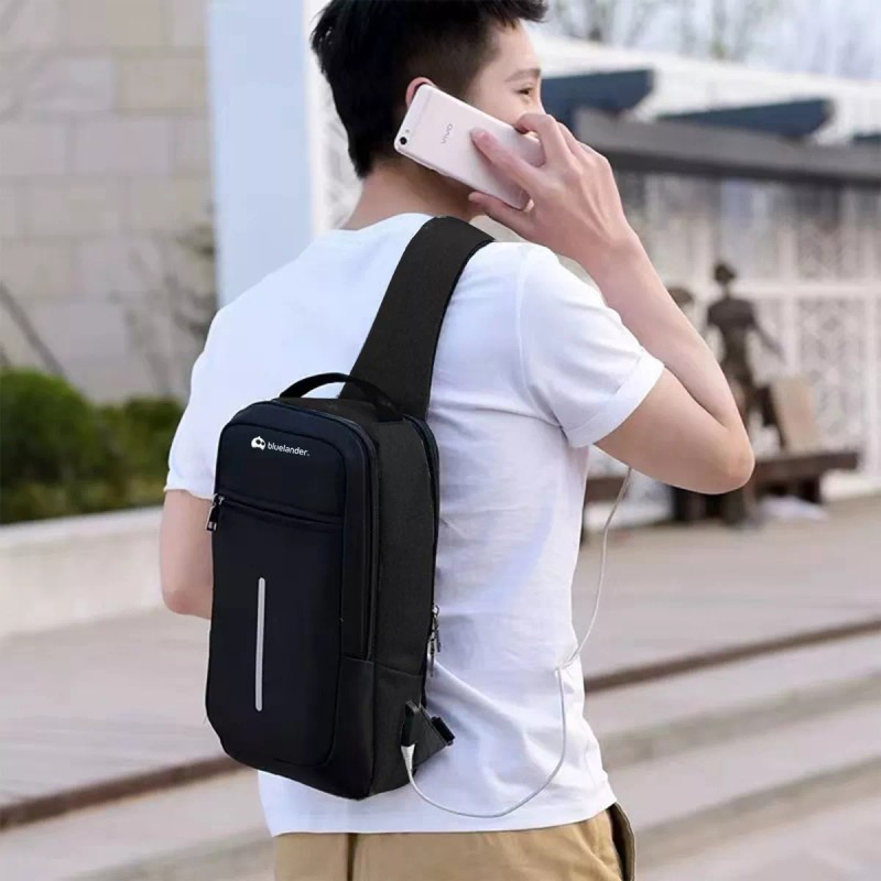 Bluelander Mochila Cruzada Pechera Bandolera Antirrobo Usb Moda Casual