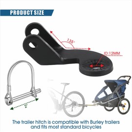 Bike Trailer Hitch - 12.2 MM Steel Coupler Attachment Compatible with Burley Bee & Older Models, Works with Disc Brakes (135°)