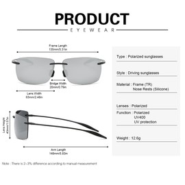 YIMI Mens Sunglasses Polarized Frameless z87 Safety Sun Glasses For Women UV400 Lightweight Anti-Glare Mirror Sunglasses (3045-Mirror-mercury)