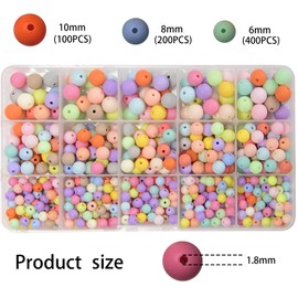 CHCCOYE 700Pcs Mix Size Acrylic Round Beads,6mm/8mm/10mm Matte Round Acrylic Balls Beads, Plastic Resin Beads for Anklets Necklaces Bracelets DIY Jewelry Making Crafts (Matte Mix Colors)