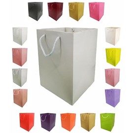 Glossy Vibrant Flower Gift Bag, Bouquet Vase | Valentines | Anniversary | Love | Transportation Display (1, Silver)
