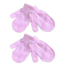WESTEND CHOICE Baby Mittens 2 Pairs Girls Boys Winter Warm Kids Magic Mittens Toddler Gloves children’s mitten Gloves (Light pink)