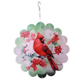 Cardinal Wind Spinners Garden Yard Decor Gift for Women Men, 12 Inch Outdoor Metal 3D Wind Spinner, Stainless Steel Hanging Wind Catchers Kinetic Sculpture for Outside Decoration