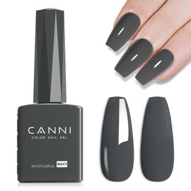 CANNI Gray Gel Nail Polish, 1Pcs Gel Grey Nail Polish Gray Color High Gloss Soak Off U V Gel Nail French Nail Manicure Salon DIY