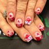Valentines Press on Nails Short Square Fake Nails with Heart