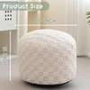 HIGOGOGO Round Stuffed Pouf Ottoman, Plaid Poufs with Foam Chunk