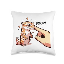 Boop Crested Gecko Men Women Kids Reptile Lizard Throw Pillow