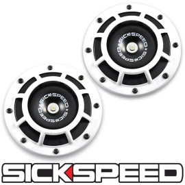 SICKSPEED 2PC WHITE SUPER LOUD COMPACT ELECTRIC BLAST TONE HORN CAR SUV 12V P25