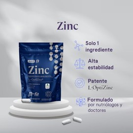 B-FIT B Zinc 90 Cápsulas - Suplemento con Zinc-L-Metionina - Apto para Veganos - Fórmula 100% Natural - Cáps. de Origen Vegetal - Suministro para 3 Me