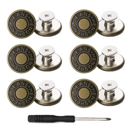 YouOKLight buttons for Jeans,17 mm no-sew nailess removable metal jeans buttons replacement repair combo thread rivets and screwdrivers,12 replacement buttons, simple Installation, reusable.