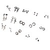 15 Pairs Earrings Set Black Stainless Steel Ear Studs Men