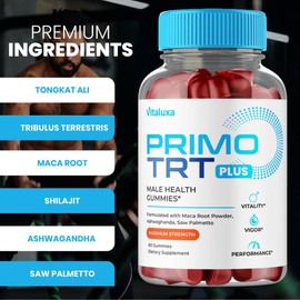 (3 Pack) Primo TRT Gummies, Primo TRT Male Plus Advanced Performance Blend Supplement, PrimoTRT Try Prime Gomitas Maximum Strength Support for Overall Health Wellness All Natural Ingredients (180 Ct)
