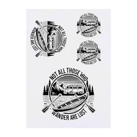 4 x 'Not All Who Wander Are Lost' Temporary Tattoos - Water Resistant, Skin-Safe, Non-Toxic Transfers, Mixed Sizes (TO00074256)