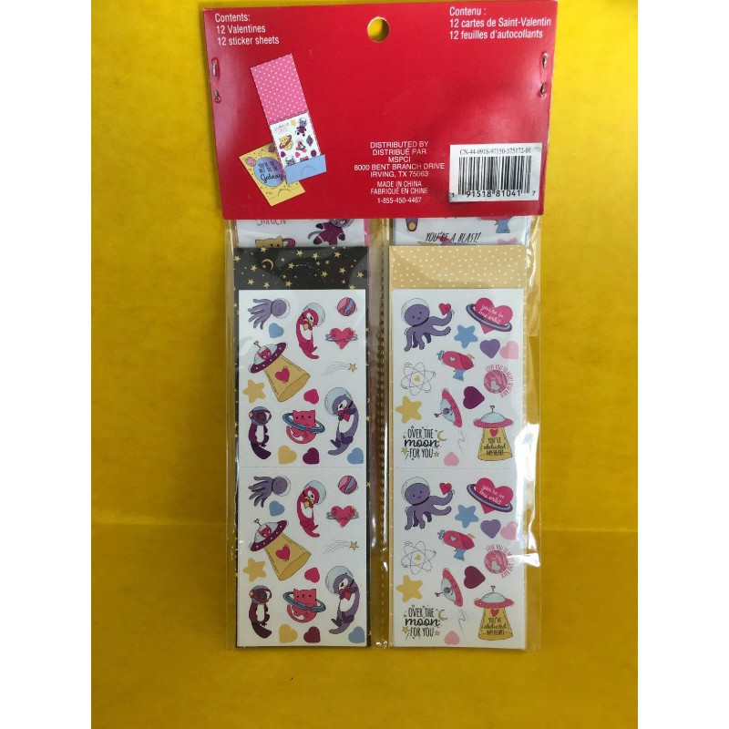 Creatology Valentine's Day Sticker Exchange Card Kit 12 Cards Cat