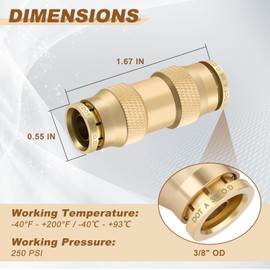 Boeray 3/8" Quick Push to Connect Fittings Brass Union Straight Joint DOT Approved 3/8 inch tube OD Air Line Adapter Air Spring Suspension Kit for Car Truck Trailers and Air Brake System 10pcs