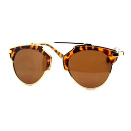 Designer Fashion Sunglasses Super Retro Top Bar Aviator Unisex Tortoise