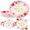 50Pcs Mothers Day Paper Plates and Napkins, Happy Mother's Day