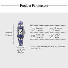 Blekon Collections Japanese Quartz Ladies Square Stones 21mm Case Pearl Dial Metal Link Bracelet Fashion Watch (Purple)