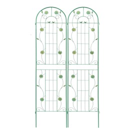 Garden Trellis, 2 Pack Outdoor Arched Wire Lattice Panel, Iron Trellis for Climbing Plants, Support Structure for Roses, Vine, Flower, Cucumber, Clematis, 86.6"x40", Green