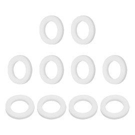 PATIKIL 10 Pcs PTFE Flat Washers 0.39 ID x 0.63" OD x 0.08" Thickness Sealing Spacer Flange Gasket for Machines Pipe Valves Oil Gas Industries, White (10x16x2mm)