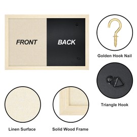 Egofine Cork Board Bulletin Board with Linen, 16x11 Wood Frame Pin Board Wall Decor, 2 Pack Cork Boards for Walls, Hanging Horizontal or Vertically for Office Home Decor School Kitchen, Natural Wood