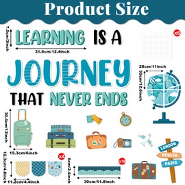 Learning is a Journey Bulletin Board Set Travel Theme Classroom Decor Bulletin Board Adventure Theme Classroom Decor Travel Map Cutouts for Teachers Students Back to School Wall Chalkboard Decors