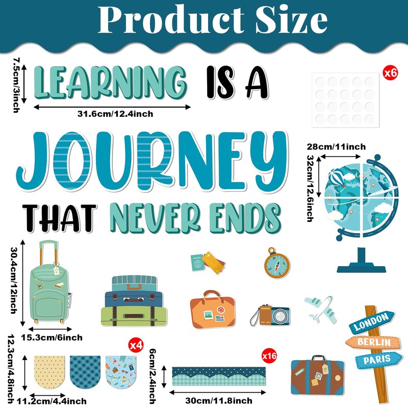 Learning is a Journey Bulletin Board Set Travel Theme Classroom