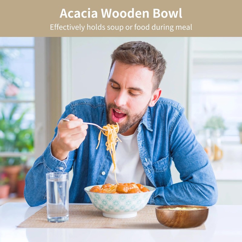 OMISTAR 10 Pcs Acacia Wooden Bowls for Food, 4 in