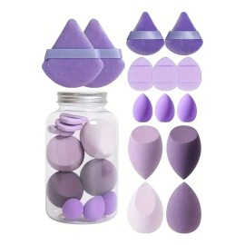 14 Esponjas De Maquillaje Para Base Con 7 Tapas Y 7 Esponjas Color Violeta