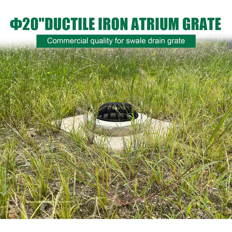 Natotela 20in Ductile Iron Atrium Drain Grate and Frame, Dome