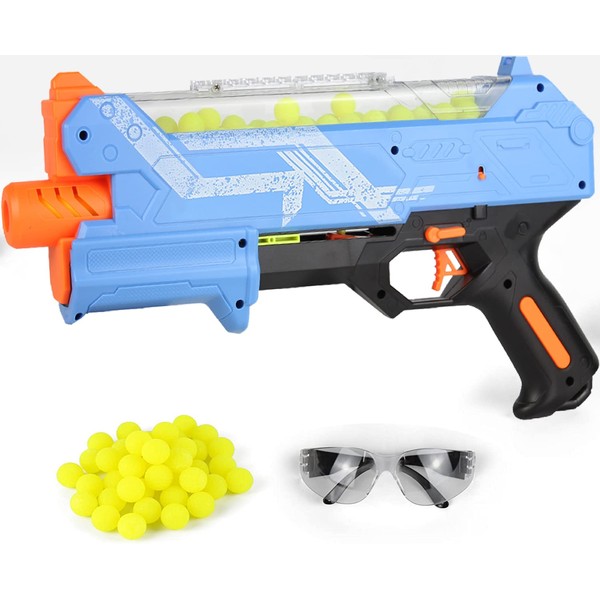 Blaster di schiuma giocattolo per ragazzi con 50 palline di schiuma, compatibile con le freccette Nerf Hyper Rounds, blaster di schiuma a palla morbida, gioco di tiro, regali per ragazzi