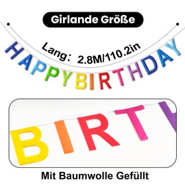 G2PLUS Already Sewn Happy Birthday Garland, Non-Woven Happy Birthday Garland, Colourful, Birthday Garland, Reusable, 2.8 m Happy Birthday Bunting for Children, Adults