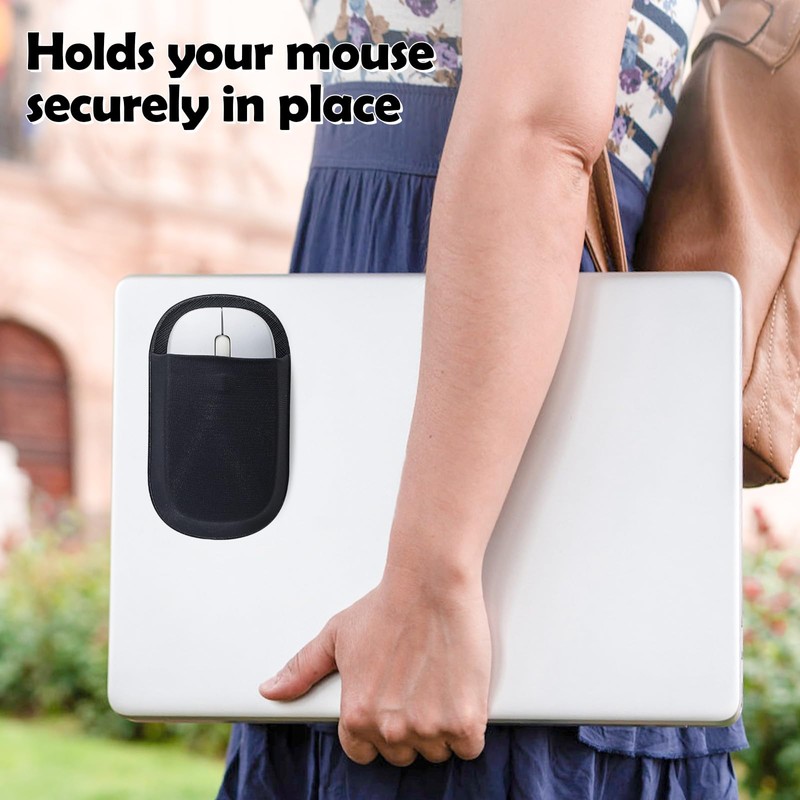 Realand 2Pcs Stick-On Laptop Mouse Holder - Elastic Case for