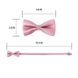 WELROG Pre Tied Solid Color kids boys children bow tie and adjustable length 10 x 5 cm silk material (Pink)