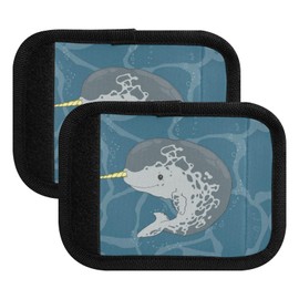 Kjovgcb 2PCs 2PCs Soft Luggage Handle Wrap Suitcase Marker Wraps Covers Tags Identifiers Handle Wraps for Accessories Print Narwhal Unicorn Fish Under Sea Water