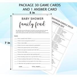 Tuiemie Minimalism Baby Shower Game - Family Feud Cards, Fun Shower Game for Boy & Girl, Includes 30 Fill-in Cards & 1 Answer Card