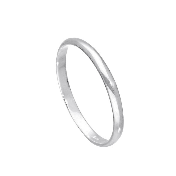 Sterling Silver 2mm D Shaped Wedding Band Ring Size R
