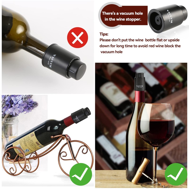 [2 PACK] Wine Bottle Stoppers,Real Vacuum Stoppers,Reusable Wine Preserver,Wine Corks