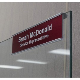 Glass Cubicle Nameplate Holders, 10" x 2," 0.25" Depth, Made in the USA! (Silver-Silver, 0.25)