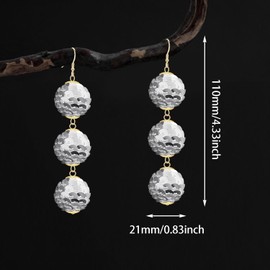 WUWEIJIAJIA Bohemian Handmade Sparkly Sequin Beaded Ball Lightweight Dangle Drop Earrings Summer Vacation Geometry Flower Hook Earrings For Women (Silvery)