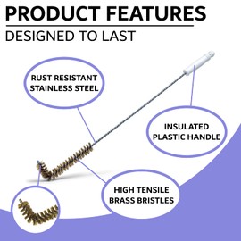 Deep Fryer Cleaning Brush – L-Shaped High-Temp Commercial Kitchen Tool - Heavy Duty Brass Bristles - Heat Resistant to 750F for Food Debris - Deep Fryer Cleaner - Made in USA by FryOilSaver Co. B53C