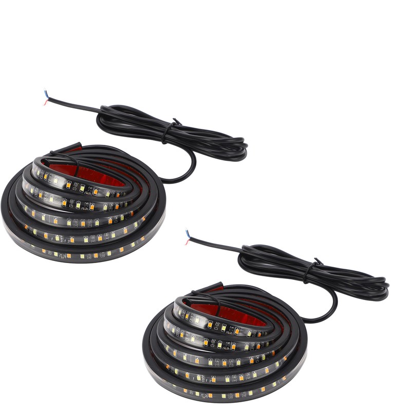 2pcs Running Board LED Lights 800LM White Amber 12V to