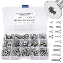 260pcs Stainless Steel Screws, Standard Hexagon Socket Countersunk Screws Set M4/M5/M6, 304 Stainless Steel Flat Screws Set for Electronics Industry, Metric Machine, Fixings
